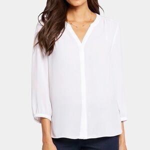 NYDJ white blouse with 3/4 sleeves and button front. Size Large
